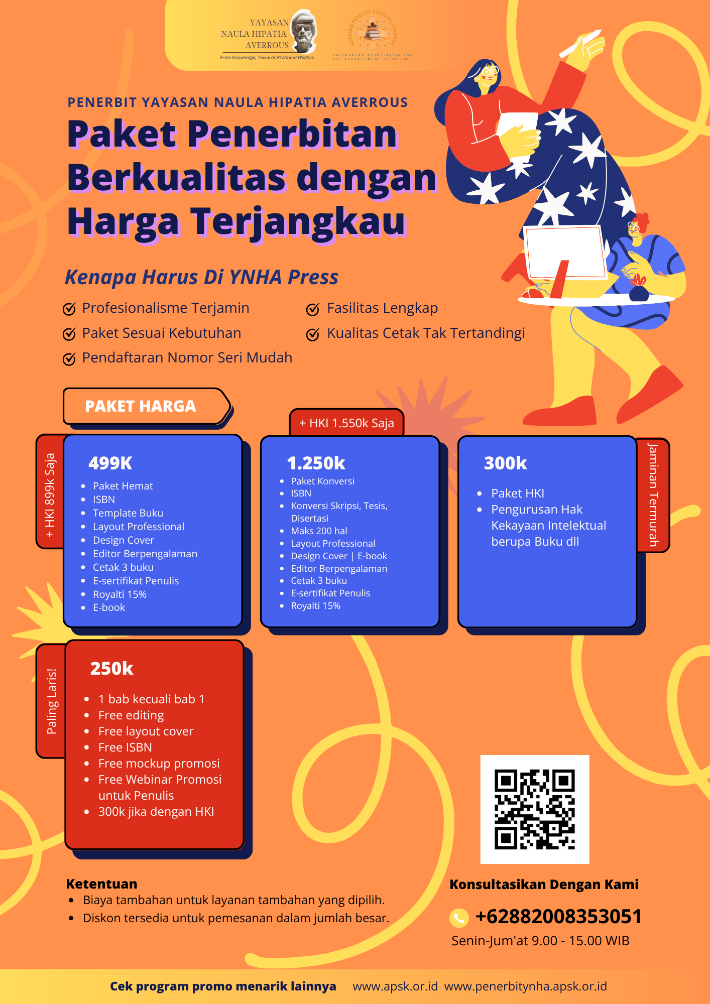 Ungu dan Biru Ilustratif Promo Penerbit dan Percetakan Buku Flyer